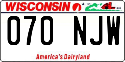 WI license plate 070NJW