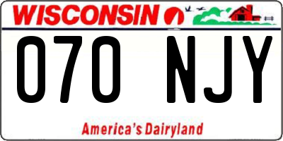 WI license plate 070NJY