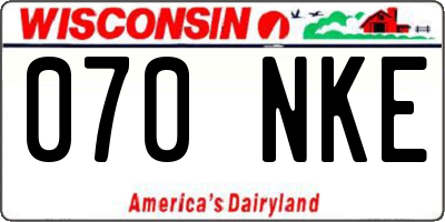 WI license plate 070NKE
