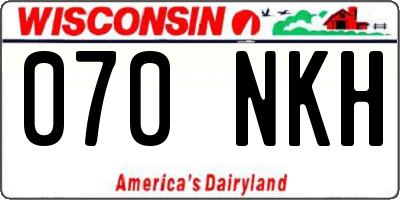 WI license plate 070NKH
