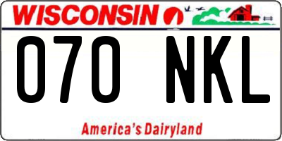 WI license plate 070NKL