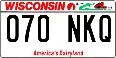 WI license plate 070NKQ