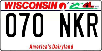 WI license plate 070NKR