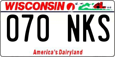 WI license plate 070NKS