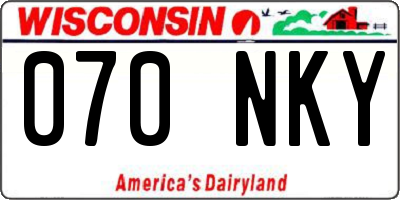 WI license plate 070NKY