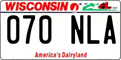 WI license plate 070NLA