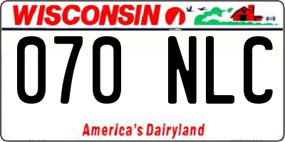 WI license plate 070NLC