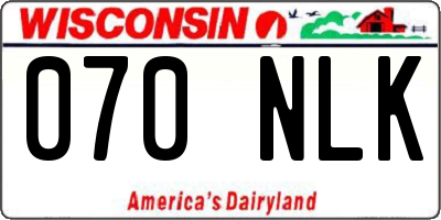 WI license plate 070NLK