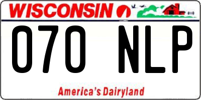 WI license plate 070NLP