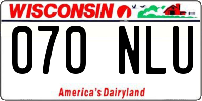 WI license plate 070NLU