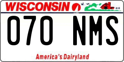 WI license plate 070NMS