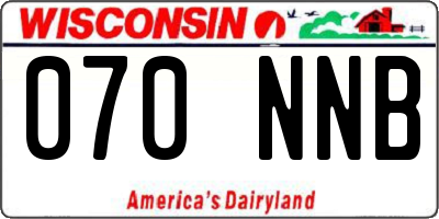 WI license plate 070NNB