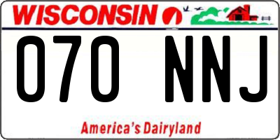 WI license plate 070NNJ