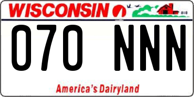 WI license plate 070NNN