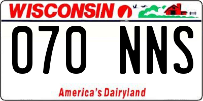 WI license plate 070NNS