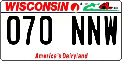 WI license plate 070NNW