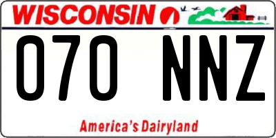 WI license plate 070NNZ
