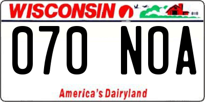 WI license plate 070NOA