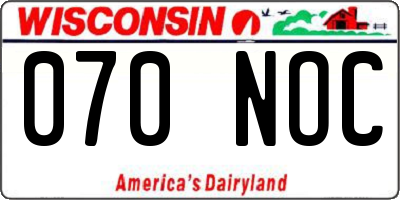 WI license plate 070NOC
