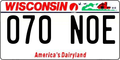 WI license plate 070NOE
