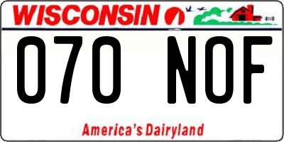 WI license plate 070NOF