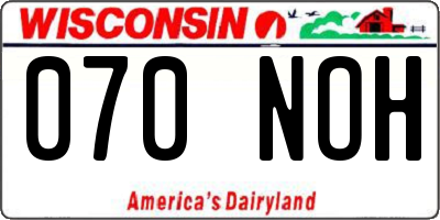 WI license plate 070NOH