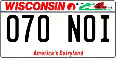 WI license plate 070NOI