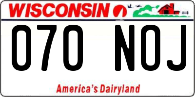 WI license plate 070NOJ
