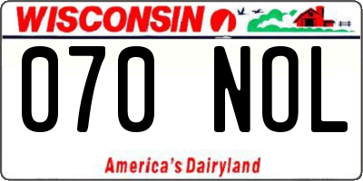 WI license plate 070NOL