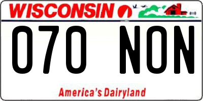 WI license plate 070NON