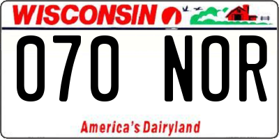 WI license plate 070NOR