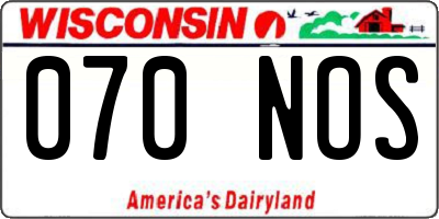 WI license plate 070NOS