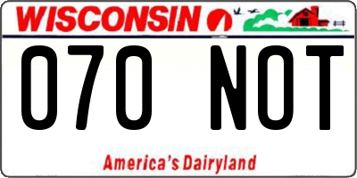 WI license plate 070NOT