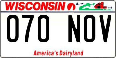 WI license plate 070NOV