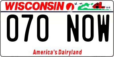 WI license plate 070NOW