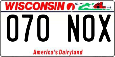 WI license plate 070NOX