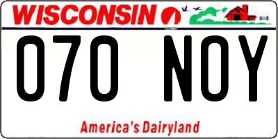 WI license plate 070NOY
