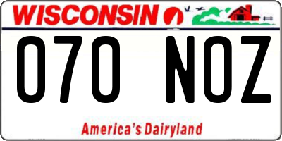 WI license plate 070NOZ