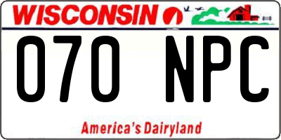 WI license plate 070NPC