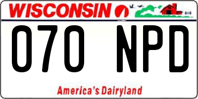 WI license plate 070NPD