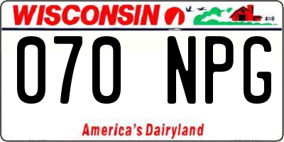 WI license plate 070NPG