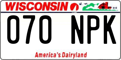WI license plate 070NPK