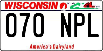 WI license plate 070NPL