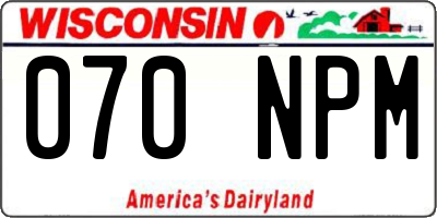 WI license plate 070NPM