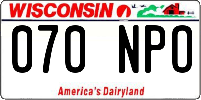 WI license plate 070NPO