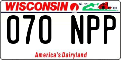 WI license plate 070NPP