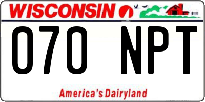 WI license plate 070NPT