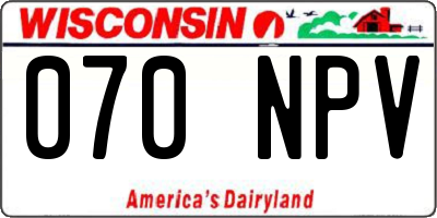 WI license plate 070NPV
