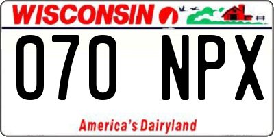 WI license plate 070NPX