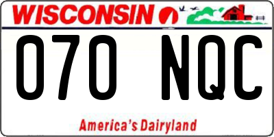WI license plate 070NQC